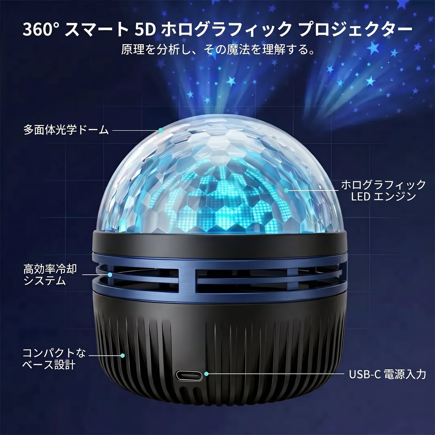 🇯🇵日本公式ストア |🔥🔥 SCNDR® 360° ナイトライトプロジェクター ― スマートホログラフィックスタープロジェクタ