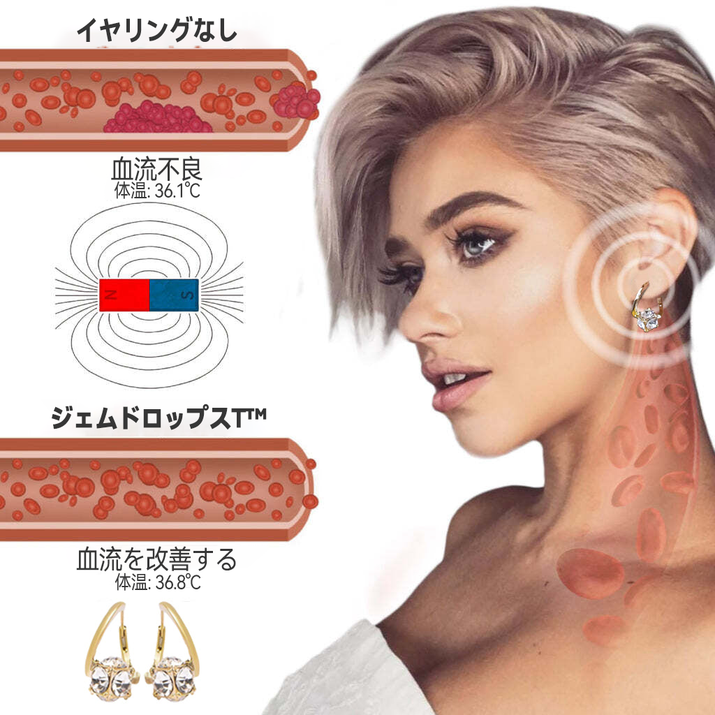 （最終日セール - 80%オフ)💍💍 𝐂𝐙𝐓𝐈𝐂𝐋𝐄® リンパ活性マグネシウム療法ゲルマニウムイヤリング