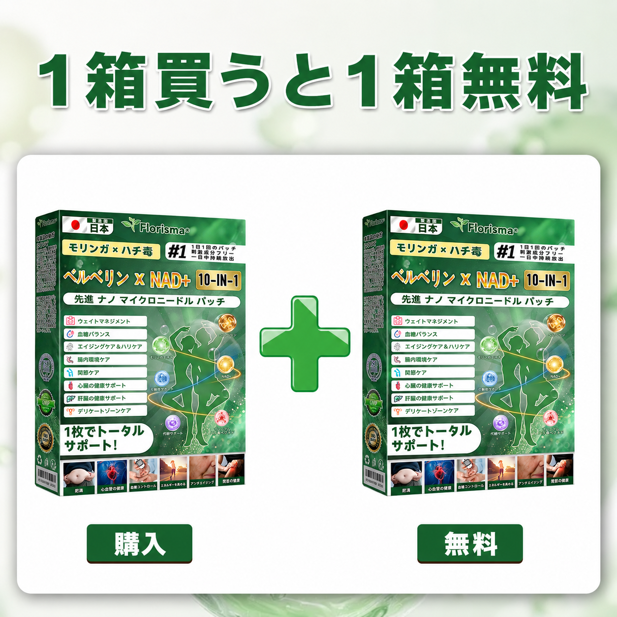 公式ストア 🇯🇵  | 🧑‍⚕️🩺 𝐅𝐥𝐨𝐫𝐢𝐬𝐦𝐚® モリンガ ベルベリン × NAD + 10-IN-1 先進 ナノ マイクロニードル パッチ — 1日1回、7日で目に見える効果が現れます