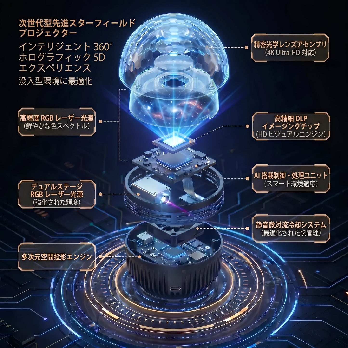 🇯🇵日本公式ストア |🔥🔥 SCNDR® 360° ナイトライトプロジェクター ― スマートホログラフィックスタープロジェクタ