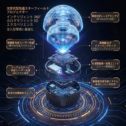 🇯🇵日本公式ストア |🔥🔥 SCNDR® 360° ナイトライトプロジェクター ― スマートホログラフィックスタープロジェクタ